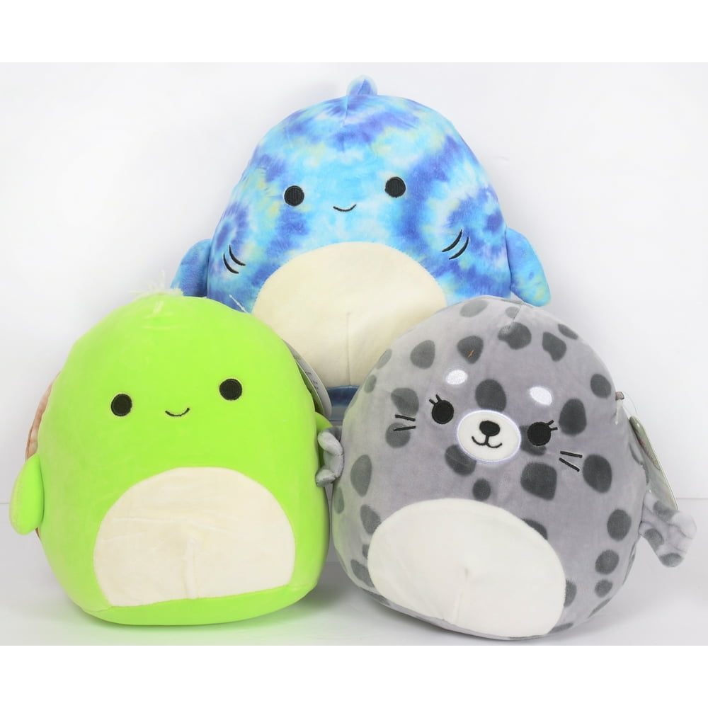 Squishmallow Set of 3 - Luther the Shark | Isis the Seal | Herb the Turtle - Sea Life Collection
