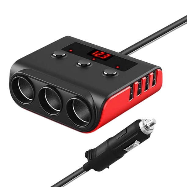 Enchufe Del Encendedor De Cigarrillos Del Coche Adaptador de encendedor de cigarrillos 12-24V Adaptador de cargador de coche con 4 puertos USB para iPhone iPad Likrtyny Accesorios para autos y motos