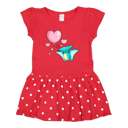 

Inktastic Cute Valentine Pterodactyl with Heart Balloon Gift Toddler Girl Dress