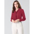 thumbnail image 3 of INSPIRE CHIC Blusa Elegante De Oficina De Trabajo Para Mujer, Camisa Plisada Con Cuello De Lazo Y Manga Larga Borgo?a M, 3 of 6