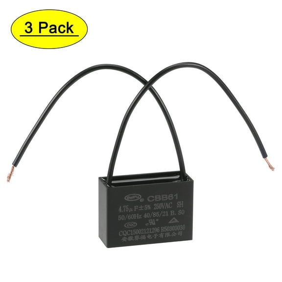 Uxcell 4.75uF 250V AC 2 Wires CBB61 Ceiling Fan Capacitors 3 Pack