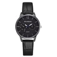 thumbnail image 1 of Reloj de cuarzo con esfera redonda para hombres y mujeres, edición femenina, elegante y casual, de cuero negro, 1 of 3