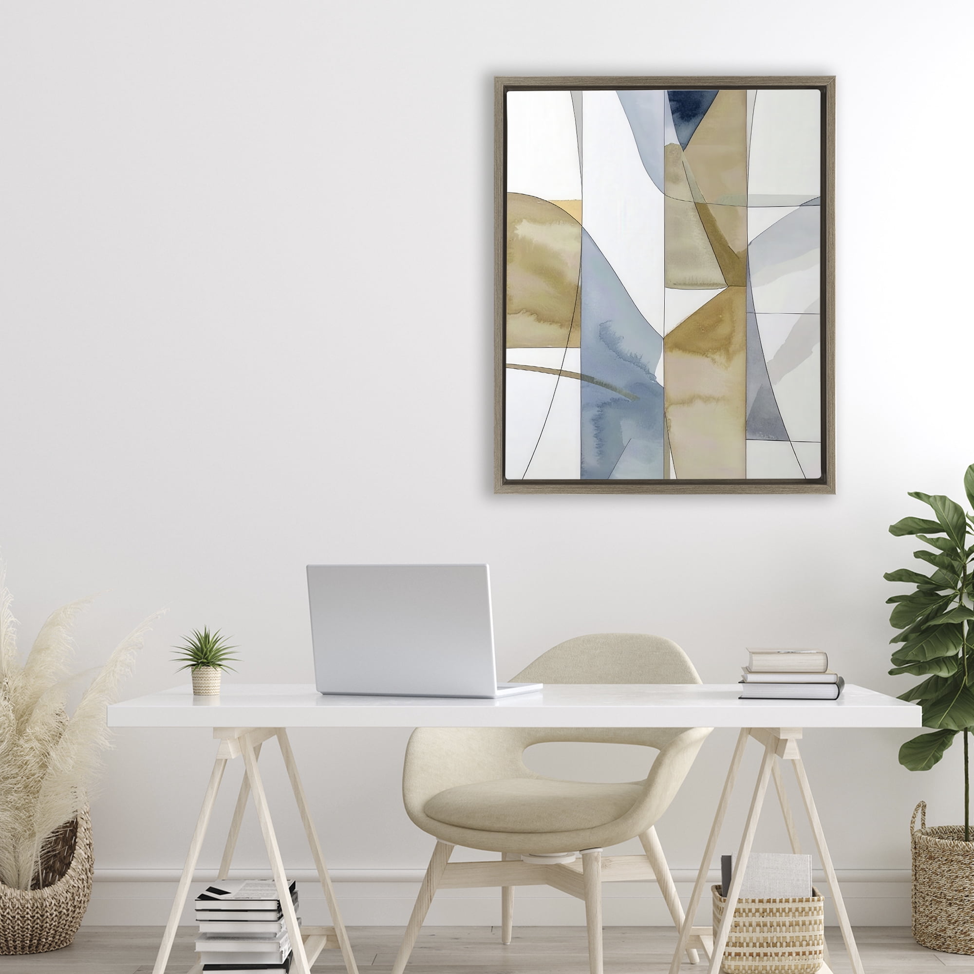 Stupell Industries Geographic Abstract Sections Brown Framed Floater Canvas Wall Art, design by Alonza Saunders