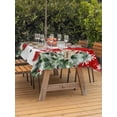 thumbnail image 2 of Outdoor Tablecloth with Umbrella Hole and Zipper, Red Christmas Rectangle Table Cloth 60x102 Inch Waterproof Tablecloth, Winter Snowman Pine Tree Berry Snowflakes Picnic Table Cover for Patio Camping, 2 of 7