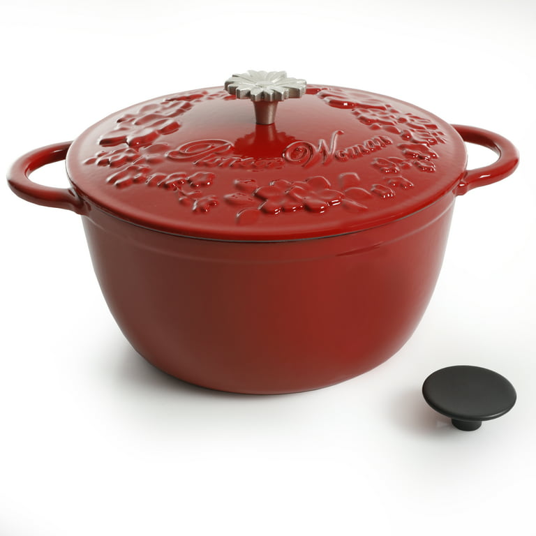 WISELADY Enameled Cast Iron Dutch Oven Bread Baking Pot with Lid (3QT, Red)