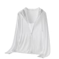 thumbnail image 2 of longantii UPF 50+ Tops for Women Fashion Sun Protection Long Sleeve T-Shirts Classic Fit Fishing Jacket Quick Dry Zip Up Summer Hoodie with Drawstring White L, 2 of 6