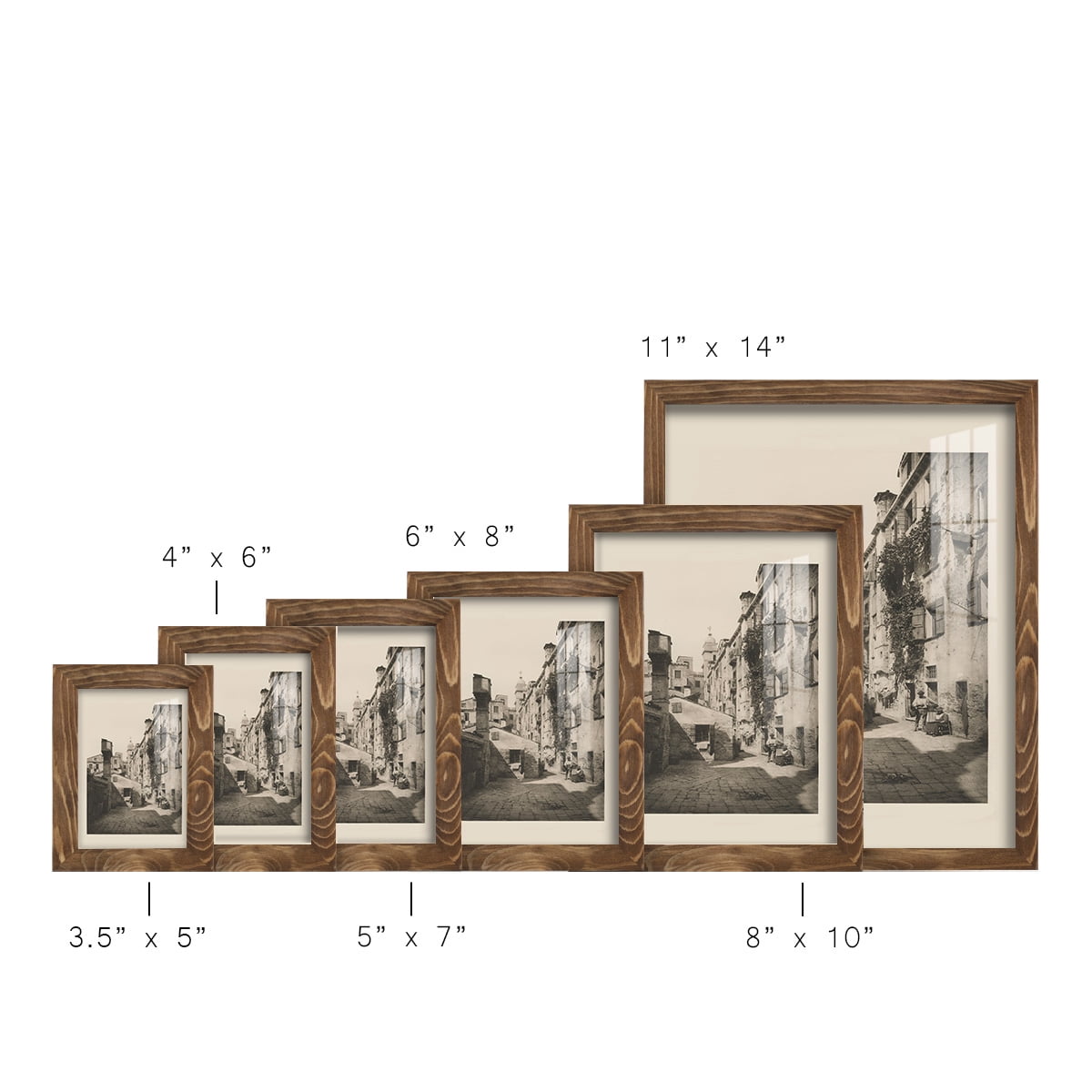 Vintage Views of Venice VIII - Framed Print w/glass - Walnut