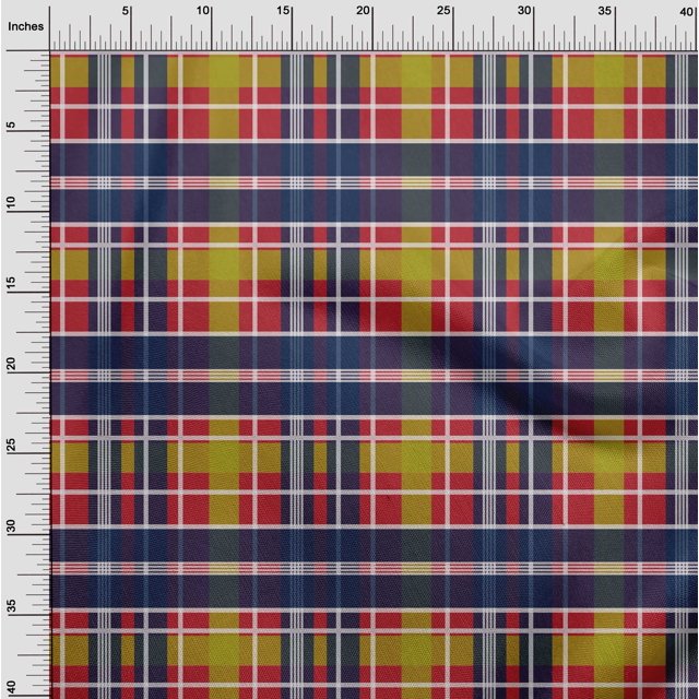 oneOone Cotton Silk Red Fabric Madras Check Sewing Material Print Fabric By The Yard 42 Inch Wide