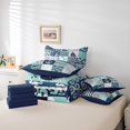thumbnail image 6 of Feelyou Kawaii Whale Starfish Bedding Comforter Set 7 Pieces for Kids, Cartoon Nautical Anchor Full Bedding Set, Green Plaid Buffalo Reversible Fitted Sheet Flat Sheet, Luxury Bedroom Decor, 6 of 8