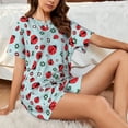 thumbnail image 4 of Rocae Ladybugs And Flowers 1 for Two Piece Sleepwear Pajamas Sets for Women Soft Short-Sleeved Pjs with Lounge Shorts -Medium, 4 of 6