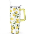 thumbnail image 2 of Yellow Lemon 40 Oz Tumbler with Handle Lid and Straw, Stainless Steel Double Walled Vacuum Insulated Cup, Cute Anniversary Wedding Birthday Gifts Tumbler for Women Men Friends Outdoor Indoor, 2 of 7