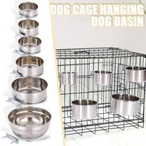 Djunllk Dog Bowls - Stainless Steel Bowls Cage Hanging Fixed, Dishwasher Safe, Lightweight Dog Food Bowl for Feeding Small Medium Large Dogs Cats Puppies, Natural