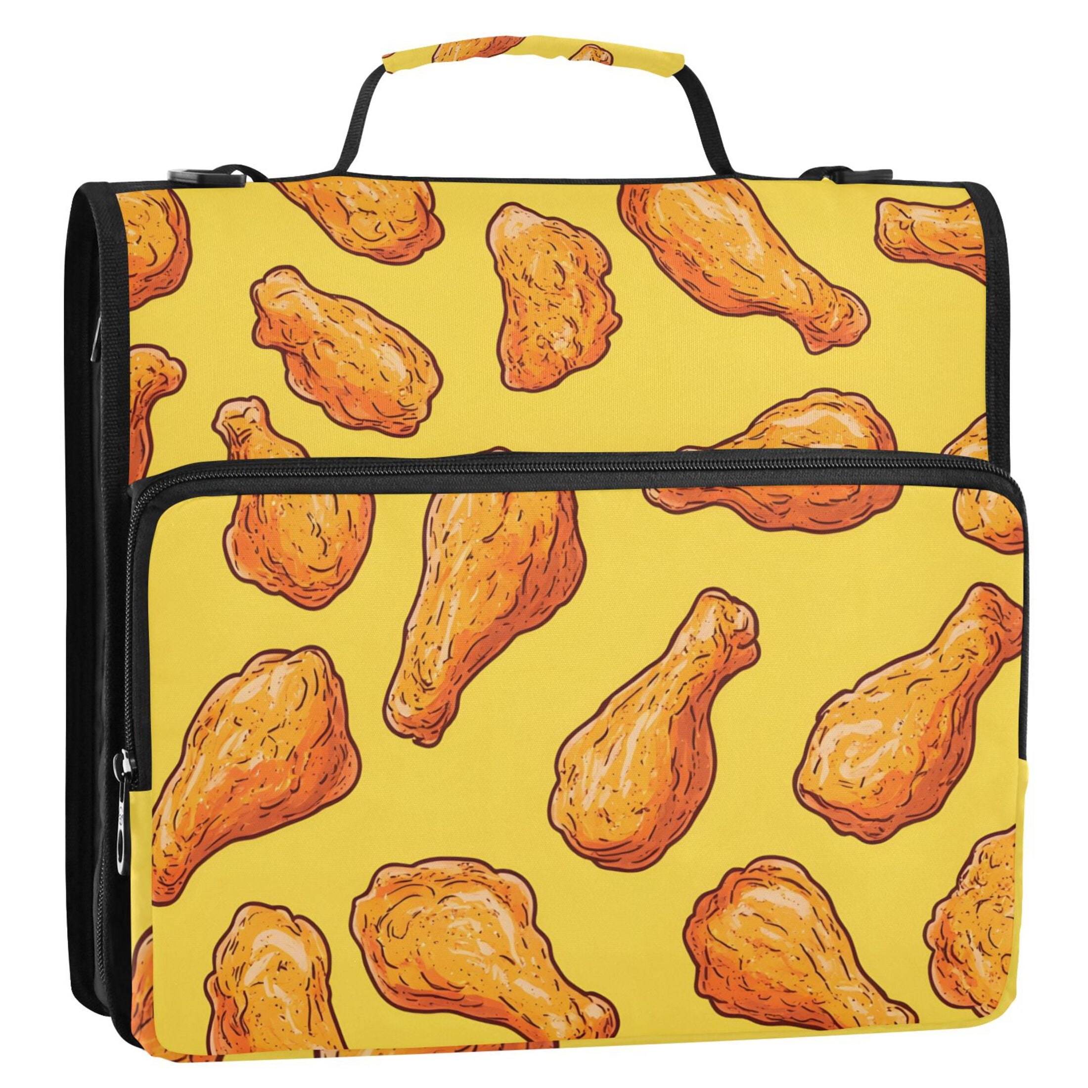 ALAZA Zipper Binder Fried Chickens 3 Ring Trapper Keeper File Folder Organizer Bag