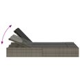 thumbnail image 4 of vidaXL Double Sun Lounger with Cushions Grey Poly Rattan, 4 of 5