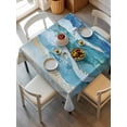 thumbnail image 6 of Teal Blue Ombre Table Cloth, Modern Coastal Ink Painted Abstract Waterproof Tablecloth for Square Tables, Reusable Washable Fabric Table Cover for Restaurant Kitchen Dining Tables 54"x54", 6 of 6