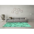 thumbnail image 3 of Ahgly Company Indoor Square Patchwork Turquoise Blue Transitional Area Rugs, 8' Square, 3 of 4