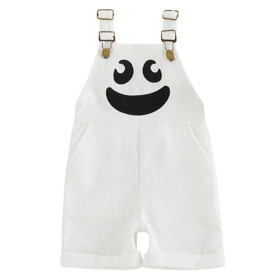 JAJAHO Toddler Kids Halloween Overalls Shorts Pumpkin Face Corduroy Adjustable Straps Bib Shorts 12M-5Y