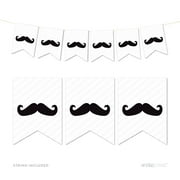 Black Pennant Party Banner Mustache
