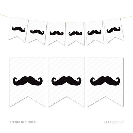 Black Pennant Party Banner Mustache