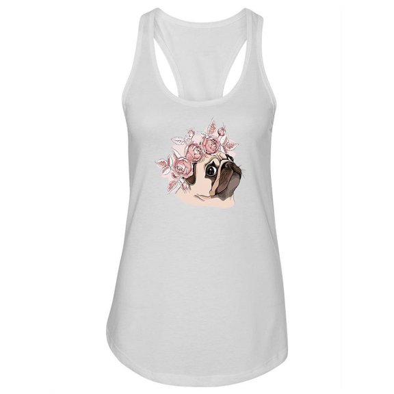 Rose Wreath Pug Tank Women -Image by Shutterstock, Female x-Small