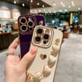 thumbnail image 3 of for iPhone 14 Pro Max with Wrist Strap,Cute Love Heart Full Camera Lens Protection with Side Small Pattern Shockproof Plating Bumper Soft TPU Phone Case Cover For iPhone 14 Pro Max, Blue, 3 of 8