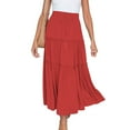 thumbnail image 2 of Maxi Skirts for Women Long Beach Skirts Pleated Elastic Waist Ruffled Skirt for Swim,Night Out,Casual Office, Party, 2 of 7