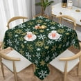 thumbnail image 2 of Forest Green Christmas Square Tablecloth 52x52 Inch Gold White Xmas Snowflake Winter Holiday Theme Decorative Table Cloth Seasonal Rustic Farmhouse for Indoor Party Kitchen Dinner Picnic Decor, 2 of 5