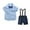 Blue, variant on Fesfesfes Kids Hawaiian Outfits Boys Gentlemen's Clothing Summer Short Sleeve Top Bib Shorts Tie Three-piece Set 4-5 Years