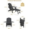 thumbnail image 2 of Folding Patio Recliner Chair with Ottoman & Cup Holder - Garden, Deck, Pool Adirondack - Black, 2 of 8
