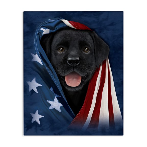 Stupell Industries Farmhouse Labrador & American Flag Canvas Art, 16 x 20, by Vincent Hie