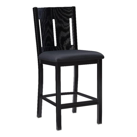 Linon Cady Upholstered Faux Leather Seat 24" Counter Stool in Black Metal