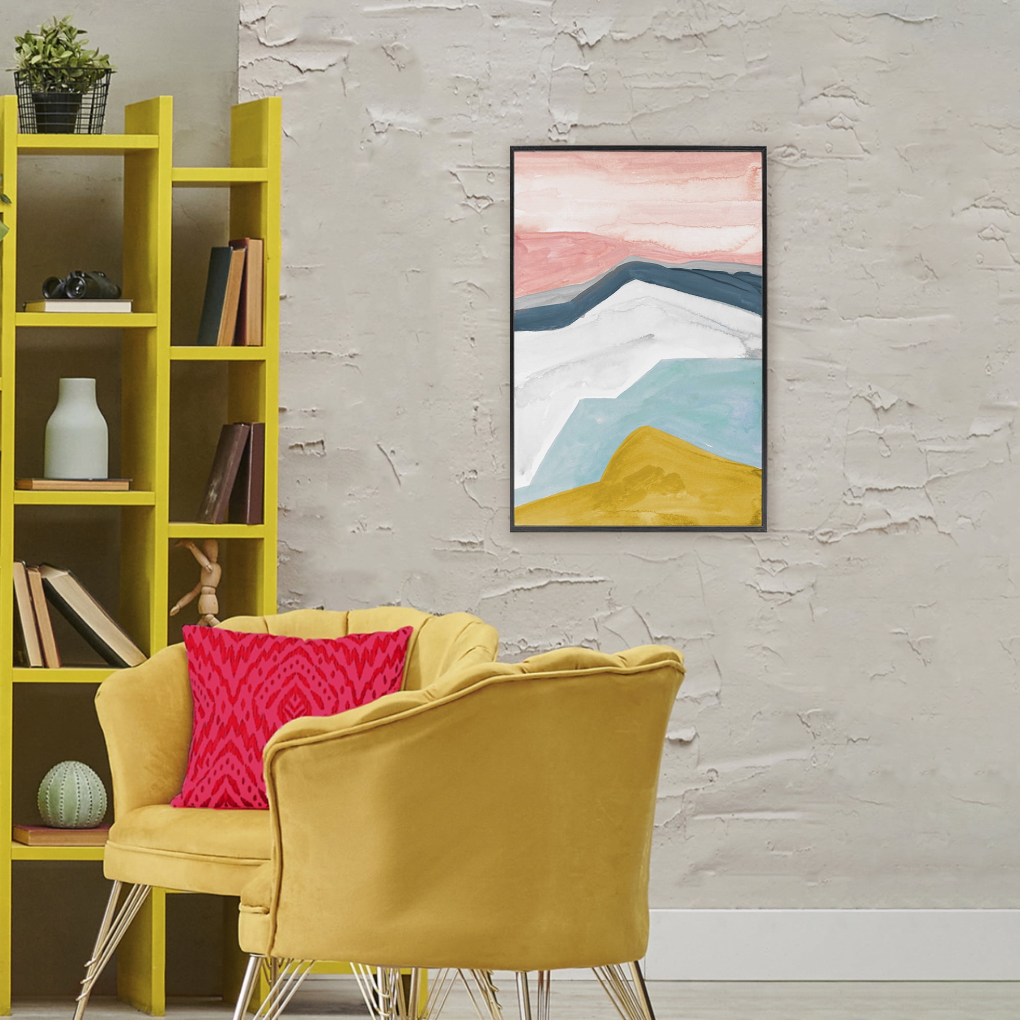 Stupell Industries Pastel Geometric Mountains Black Framed Giclee Art, design by B. Danelle
