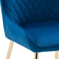 thumbnail image 3 of CorLiving Nash Set of 2 Velvet Diamond Tufted Indoor Side Chairs with Gold Flared Metal Legs, 3 of 9