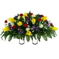thumbnail image 5 of Sympathy Silks 20” Artificial Silk Yellow Red Wildflower Cemetery Bouquet (2 Count), 5 of 6