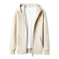 thumbnail image 6 of Fleece Hoodies for Men Zip Up Sweatshirt Fleece Jackets Khaki XL, 6 of 6
