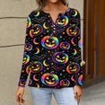 thumbnail image 4 of Trgacdwlo Halloween Long Sleeve Blouses for Women Funny Pumpkin Ghost Fall Womens Henley Tops Ghost Graphic Spooky Pullover for Women, 4 of 5