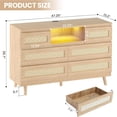 thumbnail image 1 of Estilizado para 6-cajón rattan cómoda con rgb LED light y estación de carga, versatile mesa de TV para dormitorio, nursery, hallway - natural wood, 1 of 7