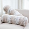 thumbnail image 1 of Cheer Collection Faux Fur Cylinder Pillows - Decorative Bolster Pillows for Couch & Bed - Machine Washable - 8â€ x 24â€ Inch (Set of 2) - Snow Leopard, 1 of 4