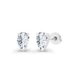 thumbnail image 2 of Decadence 925 Sterling Silver 5x3mm Pear Cut Created White Sapphire April Birthstone Screwback Stud Earrings, 2 of 7