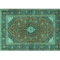 thumbnail image 1 of Ahgly Company Machine Washable Indoor Rectangle Persian Turquoise Blue Traditional Area Rugs, 6' x 9', 1 of 4