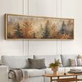 thumbnail image 2 of Large Framed Canvas Print Warm Golden Foliage with Foggy Pine Trees Wall Art Decorative Ready to Hang Painting for Living room Bedroom - 60"x20" Natural Frame, 2 of 7