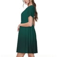 thumbnail image 2 of Naloa Dark teal green Print Womens Summer A-Line Dress with Pockets,Short Sleeve Dresses,Flowy Beach Swing Dress for Vacation Travel, 2 of 6