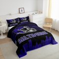 thumbnail image 3 of Erosebridal American Football City Bedding Queen Comforter Set,Baltimore Down Comforter,purple Rugby Helmet Bedding Sets Queen with Comforter For Boys,Lightweight Room Decoration Reversible,3 Pieces, 3 of 8