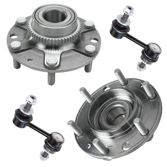 Detroit Axle - 4pc Rear Wheel Bearing Hubs Kit for Hyundai Entourage 2007-2008, Kia Sedona 2006-2014, 2 Wheel Bearing & Hubs 2 Sway Bar Links 2009 2010 2011 2012 2013 Replacement [w/ABS]