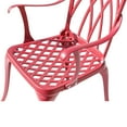 thumbnail image 4 of 3 Pcs Red Patio Bistro Set Table & 2 Chairs Cast Aluminum Furniture Set, 4 of 5