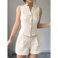 thumbnail image 2 of Women'S Summer Two Piece Sets Button Down Sleeveless Crop Vest Top and High Waisted Shorts Set  XXL, 2 of 6