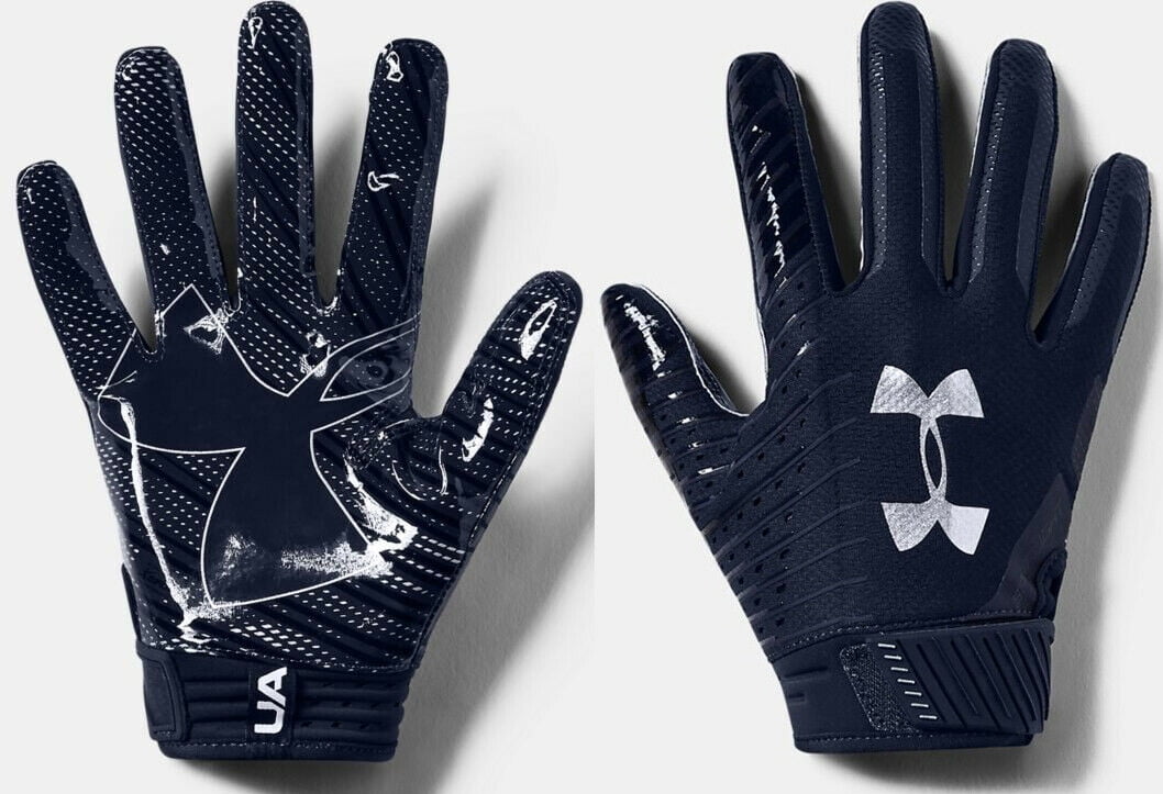 New Under Armour Men's Navy/Navy/White Spotlight WR Football Gloves 