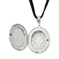 thumbnail image 2 of Finest Gold 1928 Jewelry Silver-Tone Frame Imitation Acrylic Pearl Oval 46 mm Locket 30 in. Faux Suede Cord Necklace Holds 2 Photos, 2 of 3