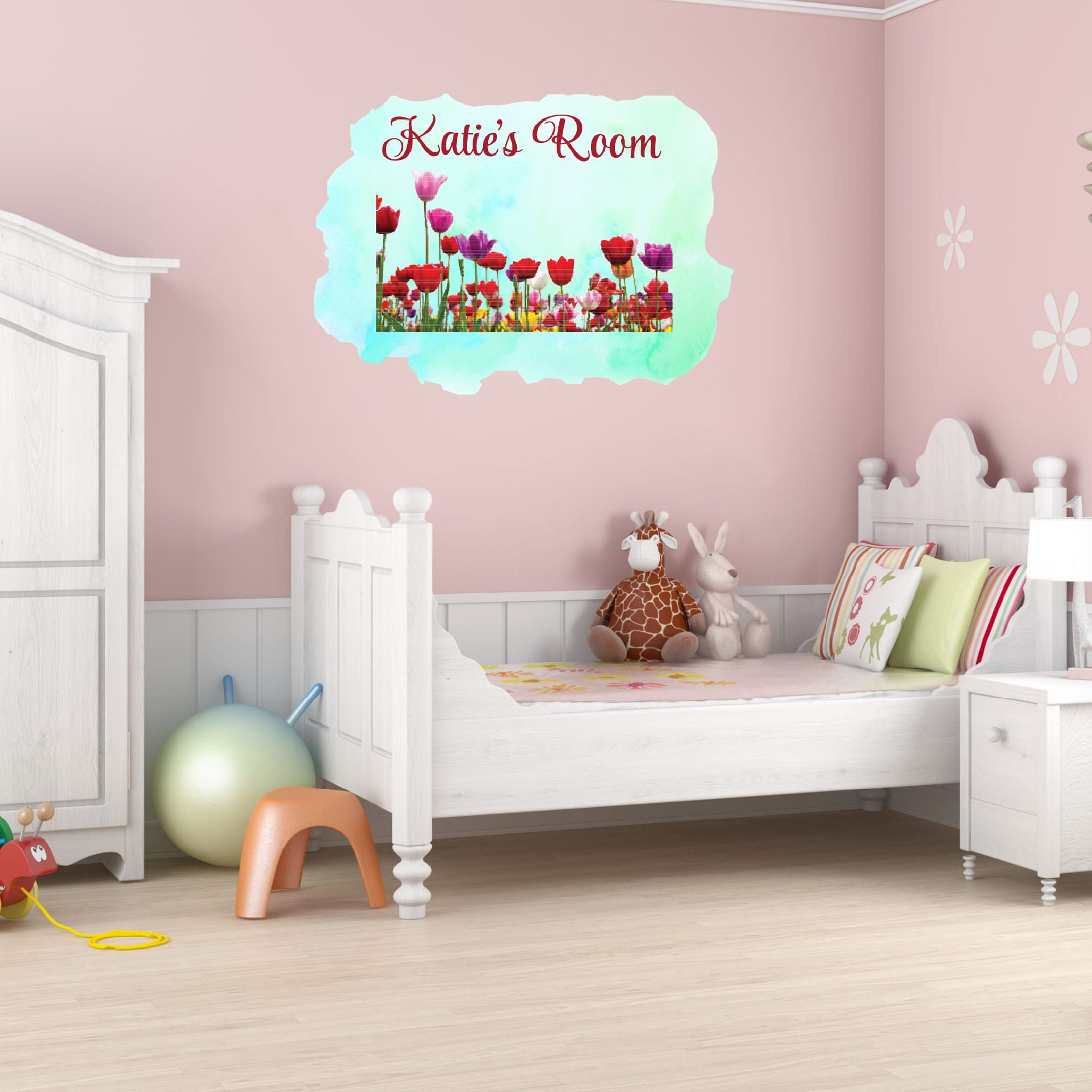 Personalized Watercolor Decal Bedroom Wall Decal for Children