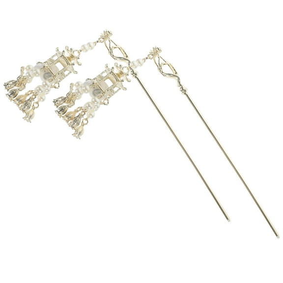 NICEXMAS 2pcs Lantern Hair Pin Chinese Style Hair Accessories Golden for Teens Hairstyling